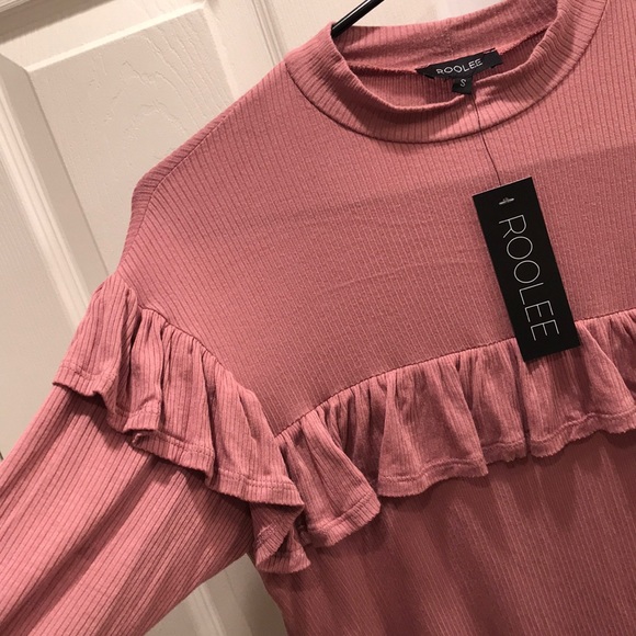 NEW Mauve Ruffle Mock Neck Top - Picture 4 of 4